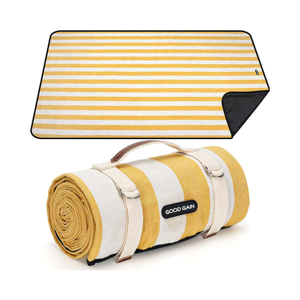 Outdoor Picnic Blankets Waterproof Large, Sandproof Backing Portable for Family, Friends, Kids, Picnic Mat Machine Washable for Camping Party, Grass, Beach Park, Playground(Butter Yellow) chinaatoday