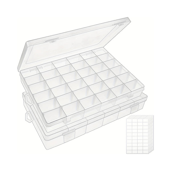 1pc 24/36-grid Plastic Storage Box, Transparent Organizer Box, With Adjustable Compartment Dividers, Jewelry Storage, Bead Organizer, Small Rock Collection Box, Multipurpose Storage Case Art Supplies chinaatoday