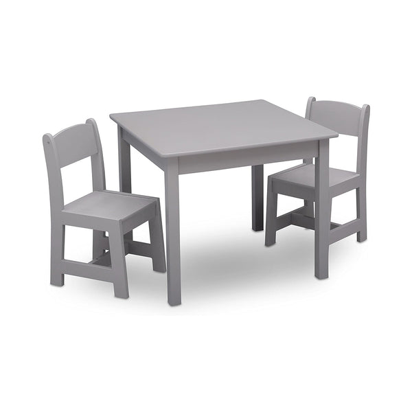 MySize Kids Wood Table and Chair Set (2 Chairs Included) - Ideal for Arts & Crafts, Snack Time & More - Greenguard Gold Certified, Grey, 3 Piece Set chinaatoday