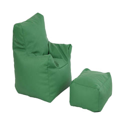 Factory Direct Partners 10474-GN SoftScape Bean Bag Chair and Ottoman Set, Furniture for Kids, Libraries or Home - Green, Large chinaatoday