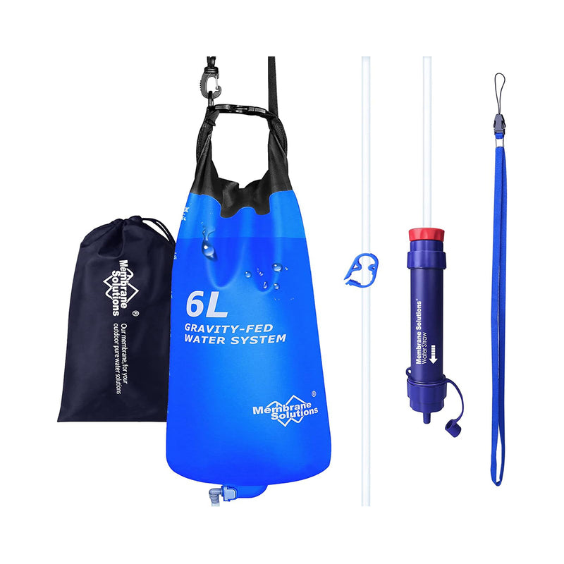 Gravity Water Filter Pro 6L, 0.1-Micron Versatile Water Purifier Camping with Adjustable Tree Strap Storage Bag chinaatoday