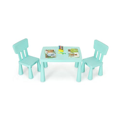 Costzon Kids Table and Chair Set, 3 Piece Plastic Children Activity Table for Reading, Drawing, Snack Time, Arts Crafts, Preschool, Kindergarten & Playroom, Easy Clean, Toddler Table & Chair (Green) chinaatoday