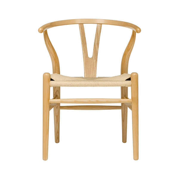 Laura Davidson Furniture Hans Wegner Wishbone Style Chair for Office with Arm Rest, Woven Cord Seat, Ash with Natural Cord chinaatoday
