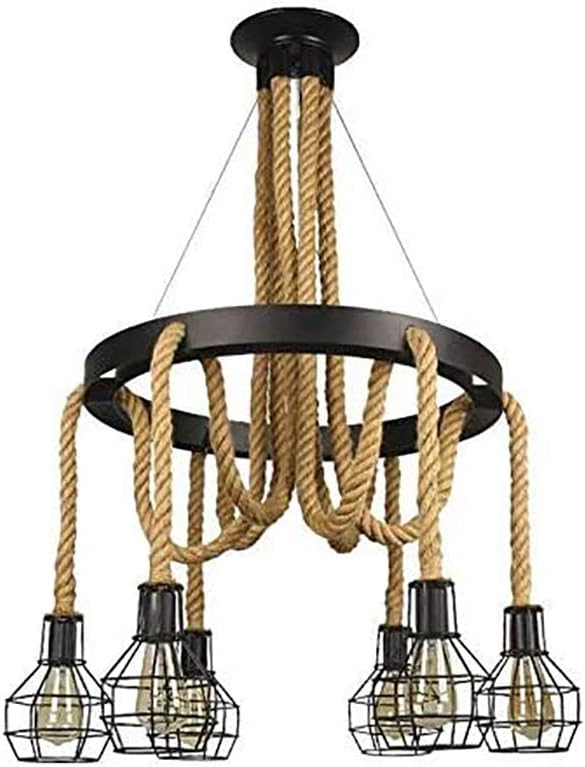 Retro Industrial Vintage  Hemp Rope Chandelier