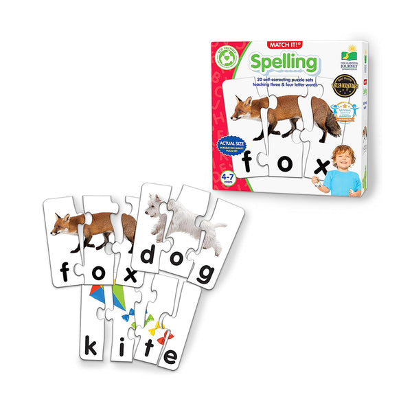 The Learning Journey: Match It! - Spelling - 20 Piece Self-Correcting Spelling Puzzle Three and Four Letter Words Montessori Learning Girl Boys Gifts Ages 4,5,6,7,8-Year-Olds - Award Winning Toys chinaatoday