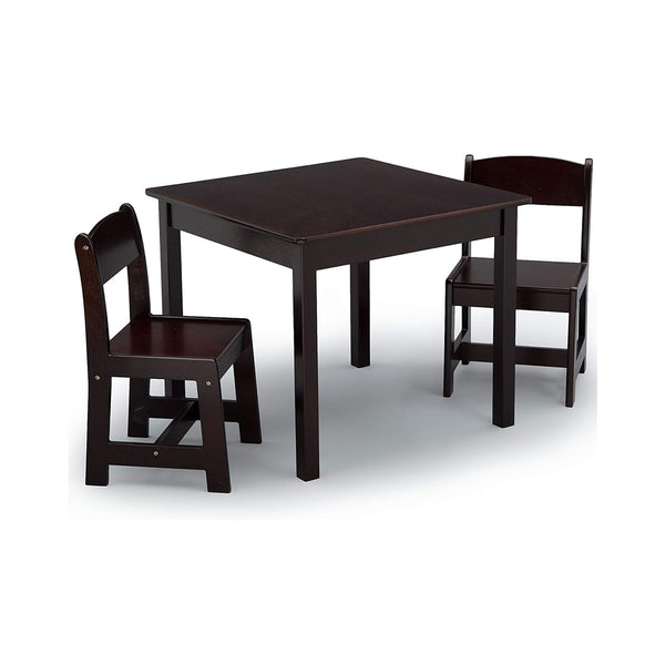 MySize Kids Wood Table and Chair Set (2 Chairs Included) - Ideal for Arts & Crafts, Snack Time, Homework & More - Greenguard Gold Certified, Dark Chocolate, 3 Piece Set chinaatoday