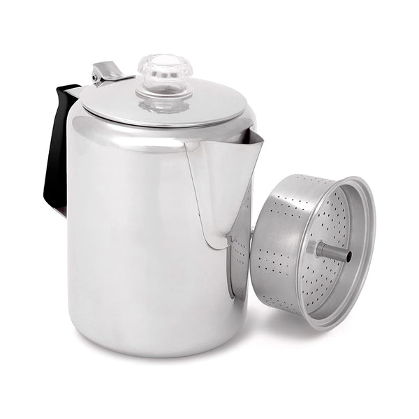 GSI Outdoors Percolator Coffee Pot I Glacier Stainless Steel with Silicone Handle for Camping, Backpacking, Travel, RV & Hunting - Stove Safe chinaatoday