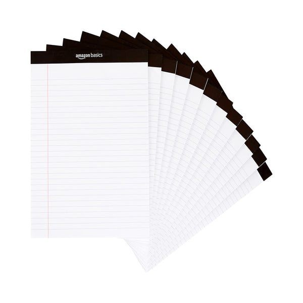 Amazon Basics Wide Ruled Lined Writing Note Pad, 8.5 inch x 11.75 inch, White, 12 Count ( 12 Pack of 50 ) chinaatoday