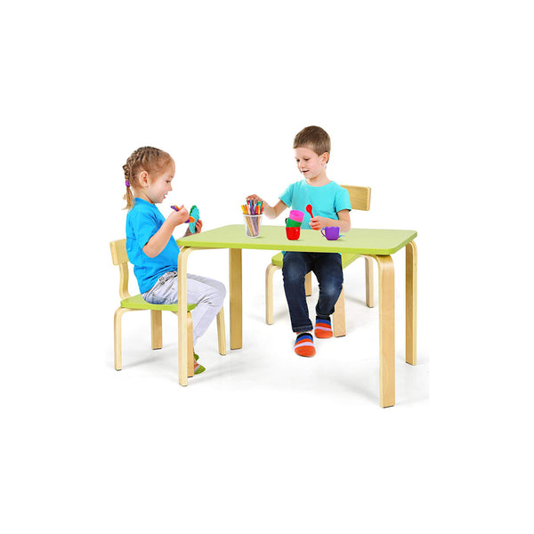 Costzon Kids Table and Chair Set, Wood Table and Chairs for Toddlers Reading, Arts, Crafts, Homework, Snack Time, 3 Piece Furniture for Playroom Home School Classroom, Childrens Table and Chair, Green chinaatoday