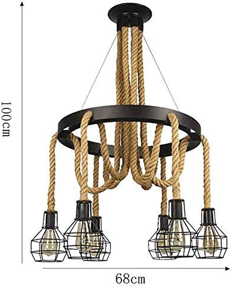 Retro Industrial Vintage  Hemp Rope Chandelier