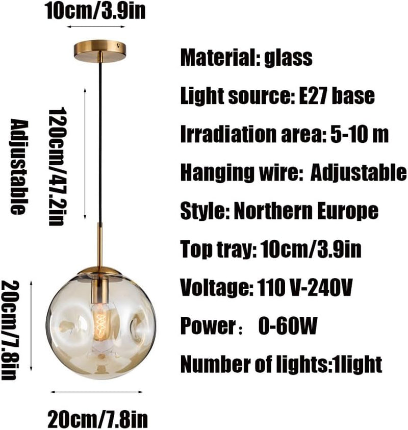 Nordic Spherical Glass Pendant Lamp