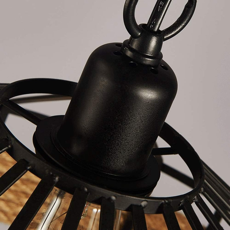 Retro Hemp Rope Iron Cage Pendant Lamp