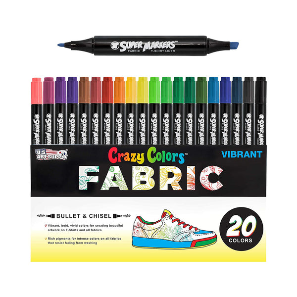 US Art Supply Super Markers 20 Dual Tip Fabric  TShirt Marker Set chinaatoday