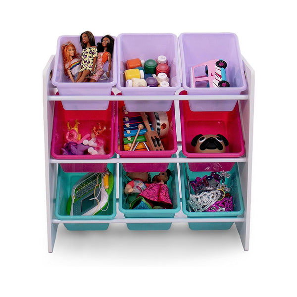 Humble Crew Forever Toy Storage Organizer with 9 Storage Bins, White/Pink/Purple/Aqua chinaatoday
