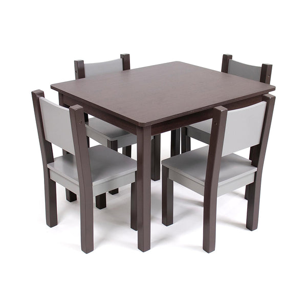 Humble Crew, Espresso/Grey Modern Table Set, 4 Chairs-Toddler chinaatoday