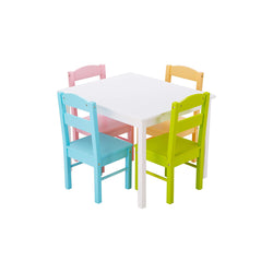 Costzon Kids Table and Chair Set, 5 Piece Wood Activity Table & Chairs for Children Arts, Crafts, Homework, Snack Time, Preschool Furniture, Gift for Boys Girls, Toddler Table and Chair Set (Pastel) chinaatoday