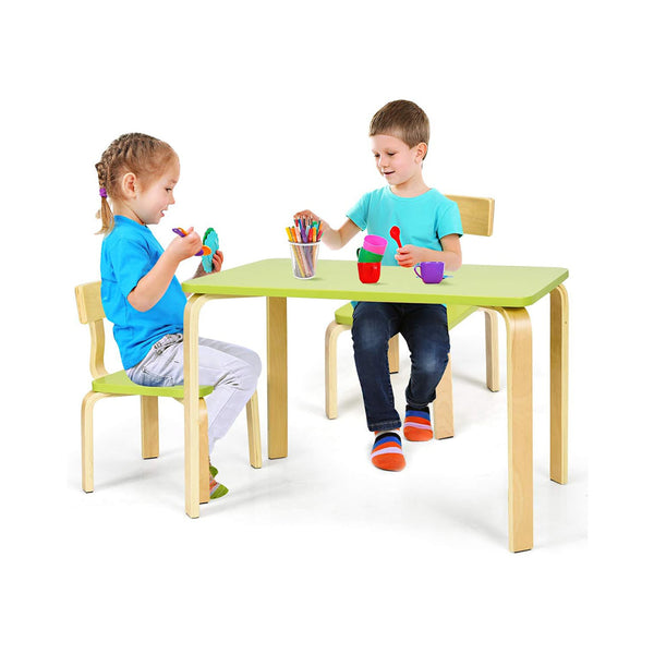 Costzon Kids Table and Chair Set, Wood Table and Chairs for Toddlers Reading, Arts, Crafts, Homework, Snack Time, 3 Piece Furniture for Playroom Home School Classroom, Childrens Table and Chair, Green chinaatoday