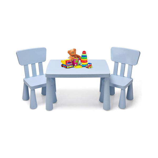 HONEY JOY Kids Table and Chair Set, Plastic Children Activity Table and 2 Chairs for Art Craft, Easy-Clean Tabletop, 3-Piece Toddler Furniture Set for Daycare Playroom, Gift for Boys Girls(Blue) chinaatoday