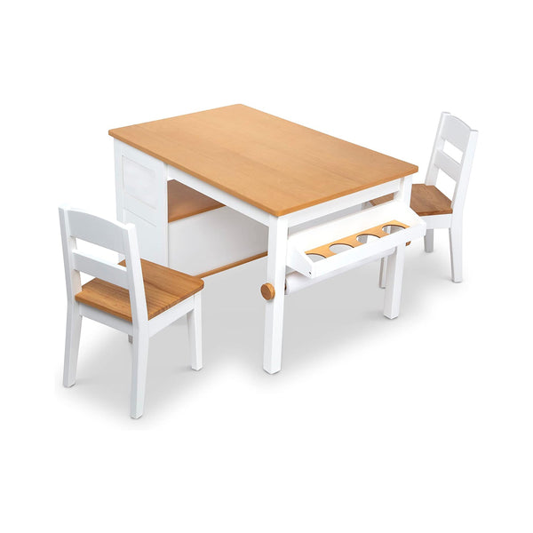 Melissa & Doug Wooden Art Table & Chairs Set - White - Kids Craft Table And Chairs, Children's Furniture chinaatoday