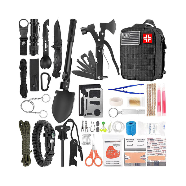 LUXMOM Survival Kit and First Aid Kit, 142Pcs Professional Survival Gear and Equipment with Molle Pouch, for Men Camping Outdoor Adventure/Gifts for Men Dad Christmas chinaatoday