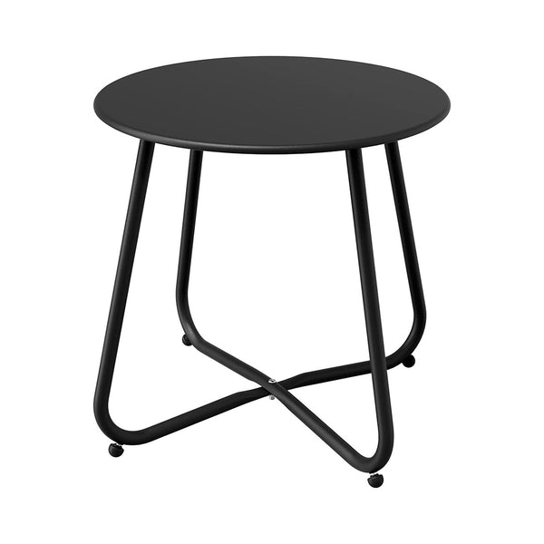 Grand patio Outdoor Side Table, Weather-Resistant Metal Round Side Table, Black Patio End Table with Adjustable Feet, Small Accent Side Table for Balcony, Porch, Living Room chinaatoday