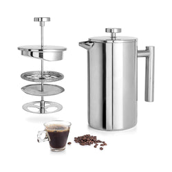 Mixpresso Stainless Steel French Press Coffee Maker 27 Oz 800 ml, Double Wall Metal Insulation Coffee Press & Tea Brewer Easy Clean & Easy Press Strong Quality Coffee Press. chinaatoday