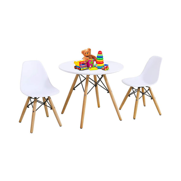 Costzon Kids Table and Chair Set, Mid-Century Modern Style, White, Table & 2 Chairs chinaatoday