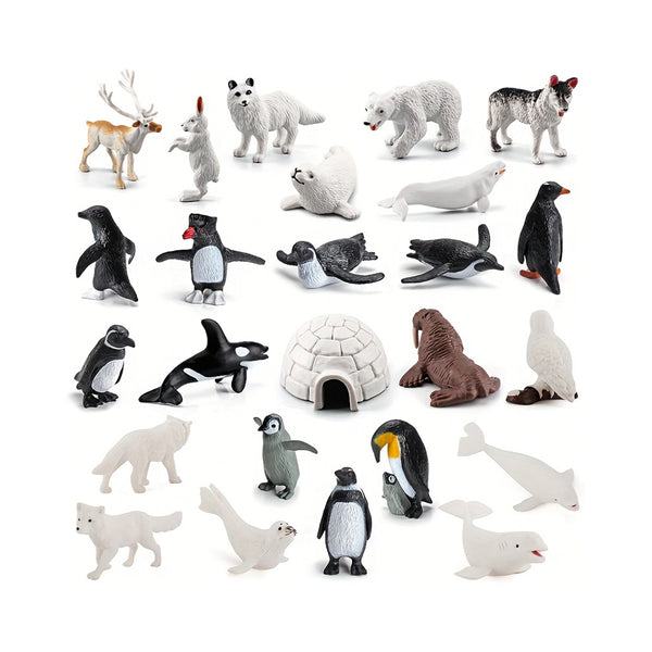 Simulation Polar Animal Model Set Toys, Arctic White Fox White Wolf Penguin Walrus Reindeer Arctic Fox Arctic Rabbit Seal Model Animal Ornaments, Science Education, Sand Table Games, Simulation Scenes chinaatoday