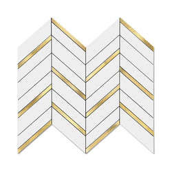 Art3d 10-Sheet Herringbone Peel and Stick Backsplash, Self Adhesive Marble Tiles Stick on Wall Tiles for Kitchen, Bathroom.(White Mixed Gold Metal) chinaatoday