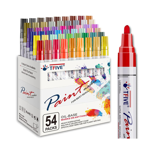 54 Color Medium Paint Markers waterproof permanent pen for versatile art and crafts chinaatoday