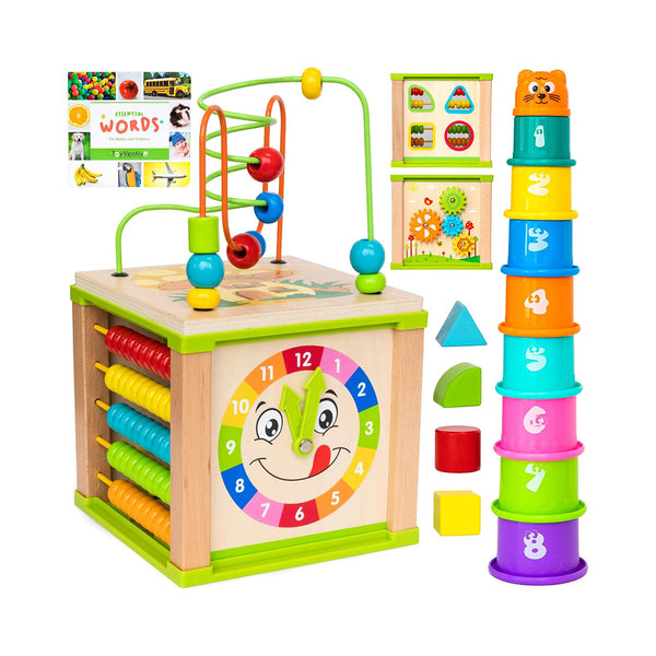 TOYVENTIVE Wooden Activity Cube Montessori Education for Toddlers chinaatoday