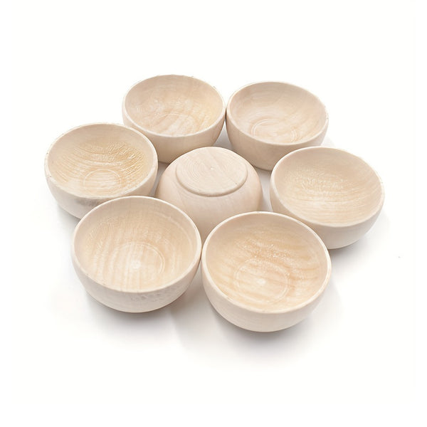 5pcs/pack 57*30mm Natural Wood Color Small Wooden Bowl Decoration For Painting Accessories chinaatoday