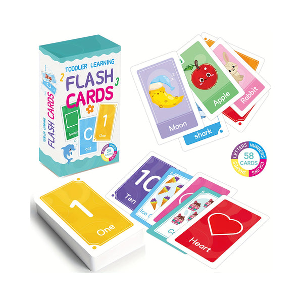 58 Pcs Toddler Flash Cards Alphabet Flash Cards For Toddlers Learn Colors Number Shapes ABC Letters Learning Toy Educational Preschool Toddler Flashcards chinaatoday