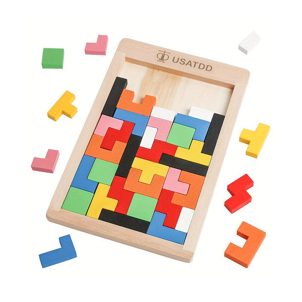 Wooden Puzzles Blocks Brain Teasers Toy Tangram Colorful Jigsaw Game Preschool Educational Gift For Baby Toddlers Kids 3 4 5 6 7 Years Old Boys Girls chinaatoday