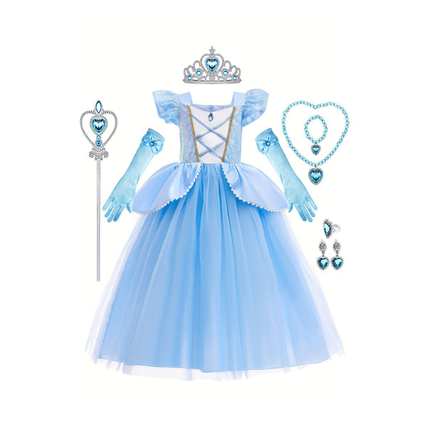 Princess Halloween Costume Set Dress with Hat Gloves and Accessories chinaatoday