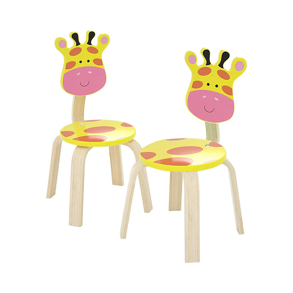 iPlay, iLearn 2 PCS Wooden Kids Chair Sets, Natural Hardwood 2 Giraffe Animal Children Chairs, Furniture Set for Toddlers Kids Boys Girls, Stackable for Playroom, Nursery, Preschool, Kindergarten chinaatoday