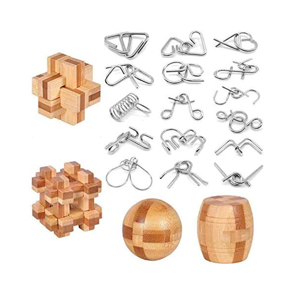 20Pc Wooden 3D Magic Ball Brain Teaser Puzzle for Kids & Adults chinaatoday