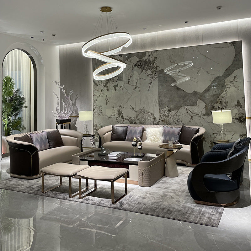 Italian Light Luxury Leather Sofa - Postmodern Design