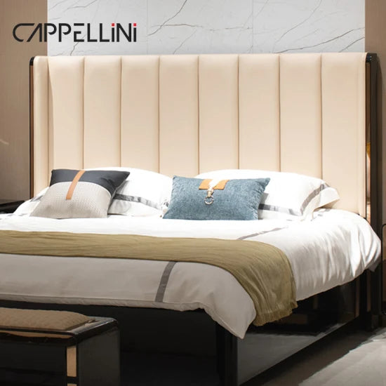 Italian Light Luxury Leather Double Bed