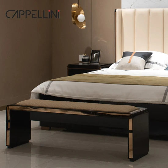 Italian Light Luxury Leather Double Bed