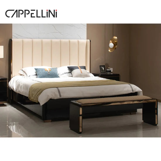 Italian Light Luxury Leather Double Bed