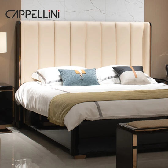 Italian Light Luxury Leather Double Bed