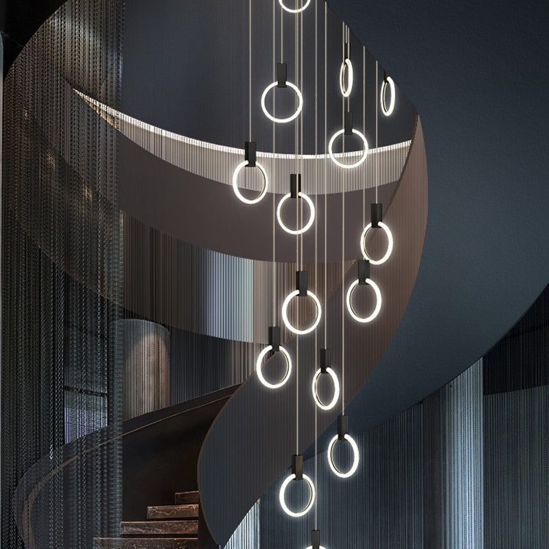 RINGS Luxury Round Hanging Acrylic Chandelier