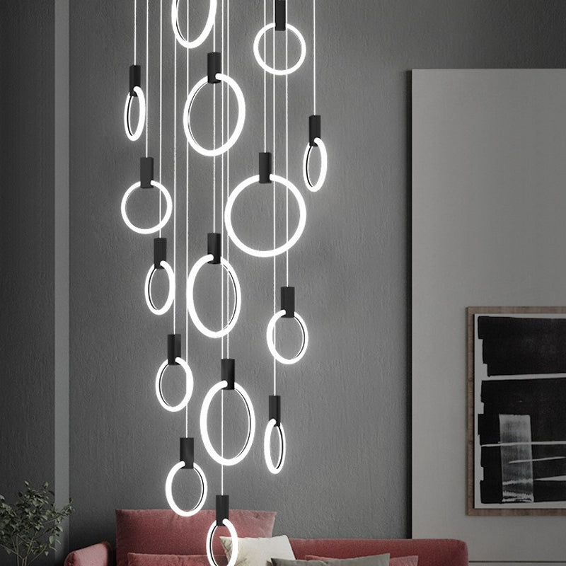 RINGS Luxury Round Hanging Acrylic Chandelier