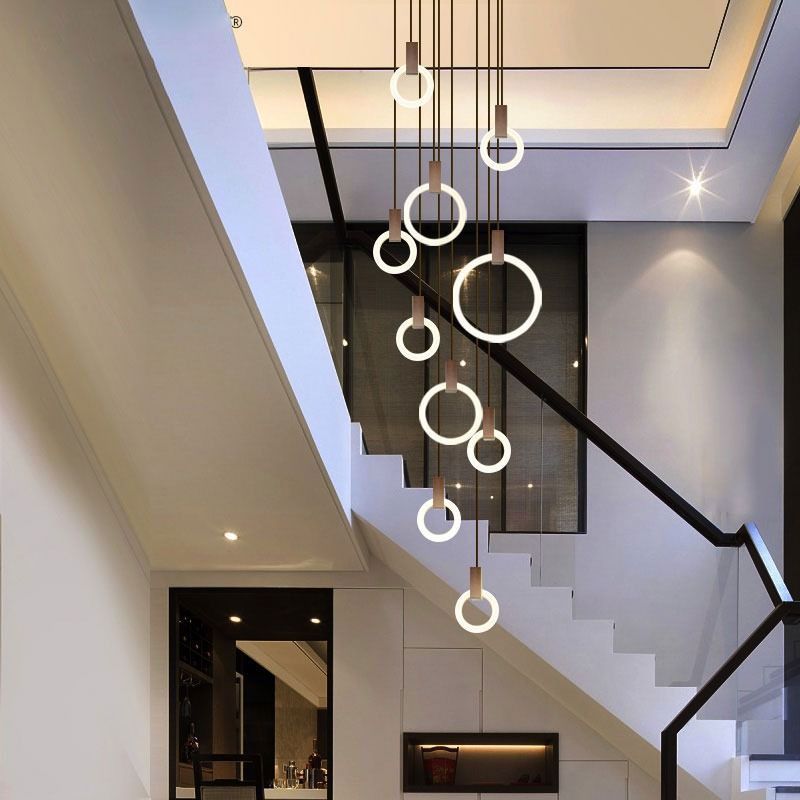 RINGS Luxury Round Hanging Acrylic Chandelier