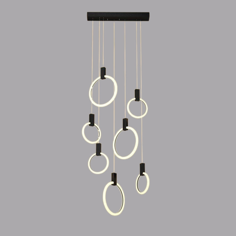 RINGS Luxury Round Hanging Acrylic Chandelier