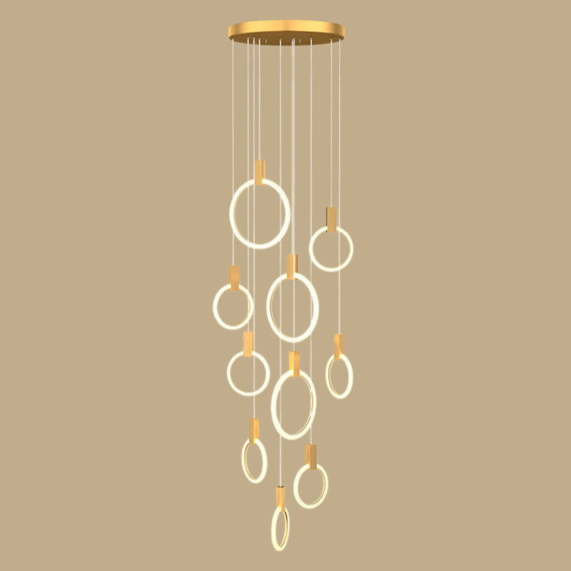 RINGS Luxury Round Hanging Acrylic Chandelier