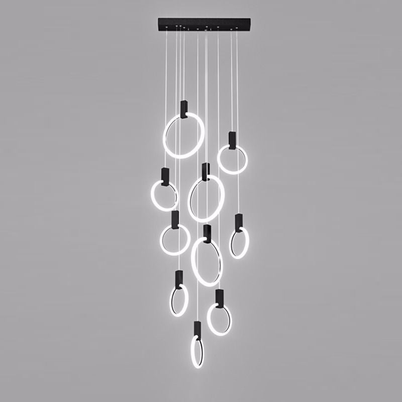 RINGS Luxury Round Hanging Acrylic Chandelier