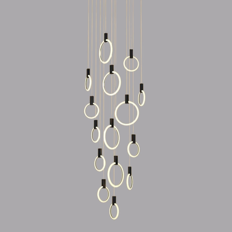 RINGS Luxury Round Hanging Acrylic Chandelier