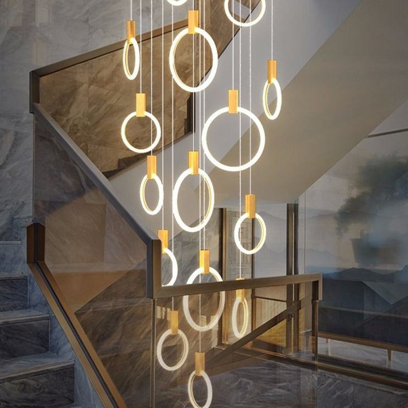 RINGS Luxury Round Hanging Acrylic Chandelier